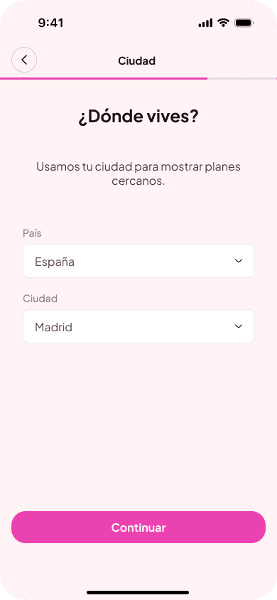Onboarding – set location