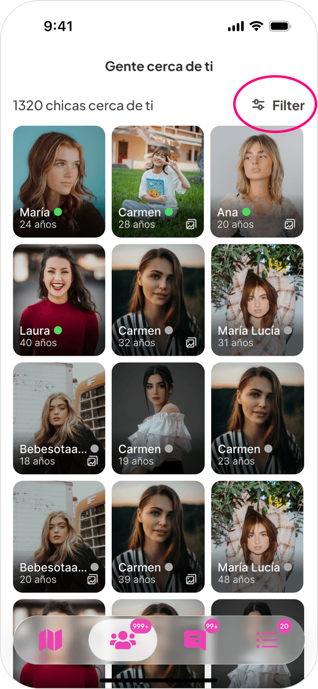 People discovery – adjust distance and interests