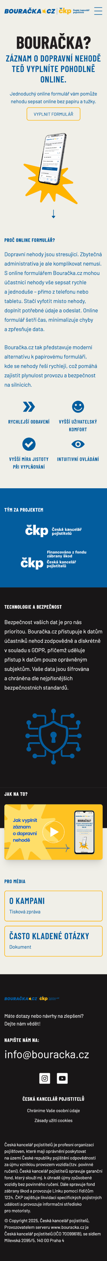 Bouracka mobile homepage before the restructuring