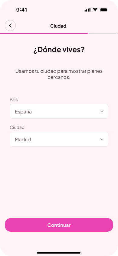 Onboarding – set location
